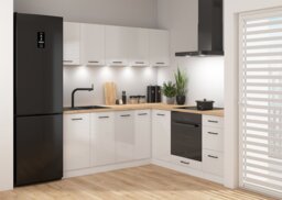 Kitchen Wall Cabinet 400mm Unit Modern Left Right Door Cupboard Chalk White Gloss 40cm Narrow Slim Storage – Junona - thumbnail 2