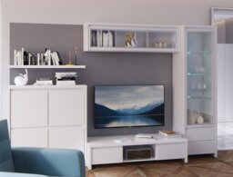 White TV Unit with Storage Modern TV Cabinet Entertainment Stand with Drawers 144cm Media Unit - Kaspian - thumbnail 2