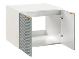Bathroom Vanity Cabinet 600mm Unit Wall Mounted Floating Ribbed Fluted Doors Soft Green with White Worktop - Cara - thumbnail 4