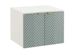 Bathroom Vanity Cabinet 600mm Unit Wall Mounted Floating Ribbed Fluted Doors Soft Green with White Worktop - Cara - thumbnail 3