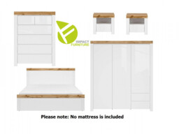 White Gloss Bedroom Furniture Set Euro King Size Bed Frame and Storage Units Scandi 5-Piece - Holten - thumbnail 4