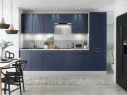Kitchen Pantry Cupboard Free Standing Tall Larder 600mm Midnight Blue Storage Unit Dark Navy Cabinet - Nora - thumbnail 2
