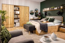 Double Wardrobe with Drawer Modern Free Standing 2 Door Storage Oak Effect 90cm – Zele - thumbnail 2