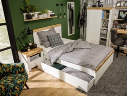 Bookcase Shelving Display Unit Storage White Gloss Cabinet Compact Scandi Oak Storage - Holten - thumbnail 3