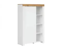 Bookcase Shelving Display Unit Storage White Gloss Cabinet Compact Scandi Oak Storage - Holten - thumbnail 4