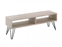 Hairpin TV Cabinet with Shelf Living Room Industrial Metal Legs Platinum Grey Oak Effect 110cm Loft - Mare - thumbnail 2