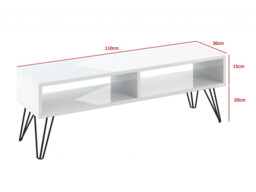 Hairpin TV Cabinet with Shelf Living Room Industrial Metal Legs Platinum Grey Oak Effect 110cm Loft - Mare - thumbnail 3