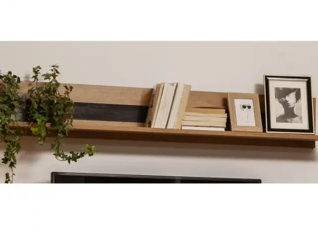 Floating Wall Shelf 160cm Storage Display Shelving Shelves Artisan Oak / Burnt Board Effect - Ostia - image 1