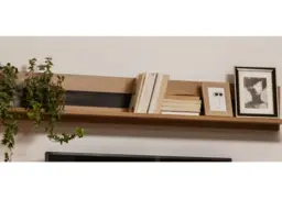Floating Wall Shelf 160cm Storage Display Shelving Shelves Artisan Oak / Burnt Board Effect - Ostia - thumbnail 1