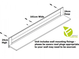 Floating Wall Shelf 160cm Storage Display Shelving Shelves Artisan Oak / Burnt Board Effect - Ostia - thumbnail 4
