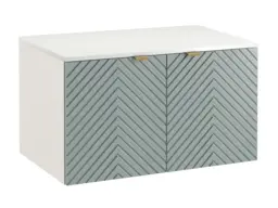 Wall Bathroom Set 800mm Vanity Cabinet Tall Storage Unit Ribbed Fluted Soft Green Doors with White Worktop - Cara - thumbnail 2