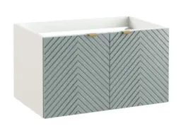 Wall Bathroom Set 800mm Vanity Cabinet Tall Storage Unit Ribbed Fluted Soft Green Doors with White Worktop - Cara - thumbnail 4