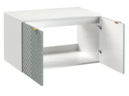 Wall Bathroom Set 800mm Vanity Cabinet Tall Storage Unit Ribbed Fluted Soft Green Doors with White Worktop - Cara - thumbnail 3