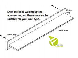 Scandi Wall Mounted Floating 143cm Shelf with Back Panel White Pine/Oak Effect Finish - Loksa - thumbnail 4