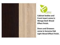 220cm Kitchen 6 Unit Set with Sink Wall and Base Complete Cabinets Dark Wood Wenge Oak Effect Junona - thumbnail 3