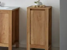 Small Freestanding Bathroom Cabinet 400mm Slim Floor Storage Unit with 40cm Narrow Door in Oak Finish - Classic Oak - thumbnail 3