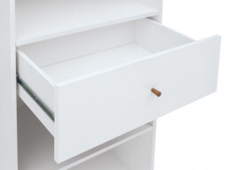Scandi White Gloss/Walnut finish 1-Drawer Tall Living Room Display Storage Cabinet Bookcase Wooden Legs - Heda - thumbnail 2