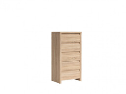 Modern Tallboy 5 Drawer Chest of Drawers Tall Slim Narrow Storage in Sonoma Oak 56cm - Kaspian - thumbnail 4