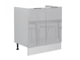 Kitchen Sink Unit Small Under Sink Base Cabinet 800mm Cupboard Free Standing Light Grey Gloss - Star - thumbnail 3