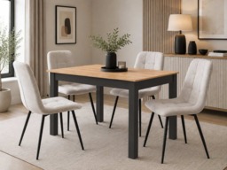 Compact Dining Table Black and Oak 4 6 8 Seater Narrow Extending – Ramen Midi