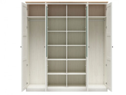 Four Door Wardrobe Quadruple Scandi Bedroom Mirror Storage Soft Close Doors White Pine Oak - Frija - thumbnail 3