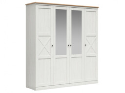 Four Door Wardrobe Quadruple Scandi Bedroom Mirror Storage Soft Close Doors White Pine Oak - Frija - thumbnail 4