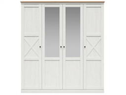 Four Door Wardrobe Quadruple Scandi Bedroom Mirror Storage Soft Close Doors White Pine Oak - Frija - thumbnail 2