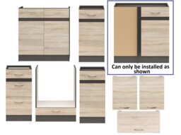Fitted Kitchen Left Corner Set 9 Cabinet Unit Light Oak Wenge Wood Effect Freestanding Cupboard Complete - Junona - thumbnail 3