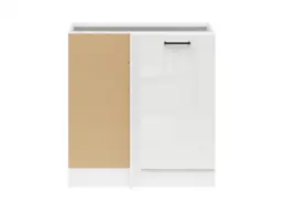 Corner Kitchen Cabinet 1000mm Modern Freestanding Base Unit 100cm Left White / Chalk Gloss - Junona - thumbnail 1
