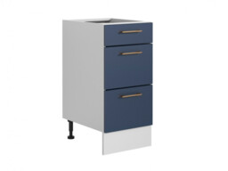 400mm Kitchen Drawer Unit Midnight Blue Narrow Slim Cabinet Dark Navy 3 Draw Cupboard - Nora - thumbnail 2