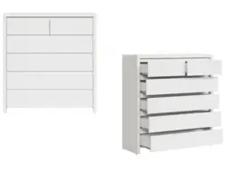 White Chest of Drawers Tallboy 6 Drawer Bedroom Living Room Storage Unit 104.5cm - Kaspian - thumbnail 1