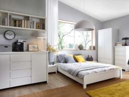 White Chest of Drawers Tallboy 6 Drawer Bedroom Living Room Storage Unit 104.5cm - Kaspian - thumbnail 3