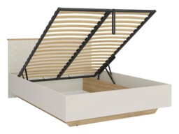 Beige Bed King Size Ottoman Lift Up Storage Frame with Bed Side Tables LED Lights USB USBC Charges - Glamour - thumbnail 4