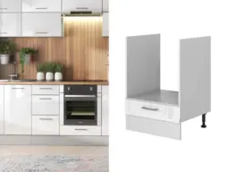 Kitchen Cabinets Cupboards 8 Unit Set with Oven Housing Scandi White High Gloss DIY 240cm Complete Kitchen - Ella - thumbnail 3