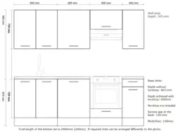 Kitchen Cabinets Cupboards 8 Unit Set with Oven Housing Scandi White High Gloss DIY 240cm Complete Kitchen - Ella - thumbnail 2