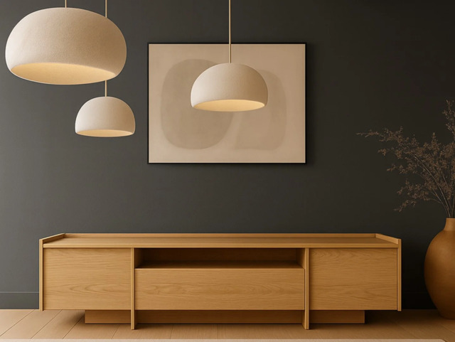 Low Sideboard Long Storage Cabinet 200cm Modern Large Lowboard Unit Washed Light Oak Handleless - Japandi - image 1