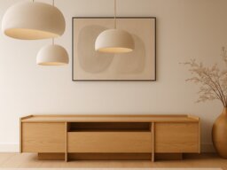 Low Sideboard Long Storage Cabinet 200cm Modern Large Lowboard Unit Washed Light Oak Handleless - Japandi - thumbnail 2