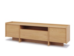 Low Sideboard Long Storage Cabinet 200cm Modern Large Lowboard Unit Washed Light Oak Handleless - Japandi - thumbnail 4