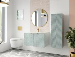 Wall Bathroom Set 800mm Vanity Cabinet Tall Storage Unit Ribbed Fluted Soft Green with Inset Ceramic Sink - Cara - thumbnail 1