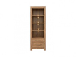 Bookcase with Drawers Tall Shelving Open Display Unit with LED Lights Medium Oak Effect - Gent - thumbnail 3