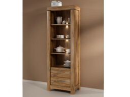 Bookcase with Drawers Tall Shelving Open Display Unit with LED Lights Medium Oak Effect - Gent - thumbnail 2