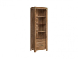 Bookcase with Drawers Tall Shelving Open Display Unit with LED Lights Medium Oak Effect - Gent - thumbnail 4