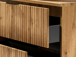 Bathroom Sink Cabinet with Drawers Vanity Unit 600mm Wall Hung Floating Oak Effect Ribbed Fluted Modern - Adel - thumbnail 3