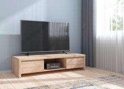 Modern Living Room Furniture Set Sonoma Oak TV Stand Sideboard Glass Cabinet Wall Shelf - Kaspian - thumbnail 3