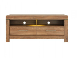 Small TV Unit with Drawers Modern Media Cabinet 139cm Short TV Stand LED Medium Oak - Gent - thumbnail 4