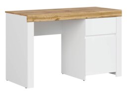 130cm Desk with Drawers Storage Cabinet Large Wide Computer Table Home Office Study White Gloss Oak Scandi - Holten - thumbnail 4