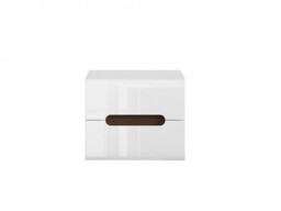 Bedside Cabinet Nightstand Drawer Side Modern White Gloss with Wenge Dark Wood / Black Gloss Inserts - Azteca - thumbnail 4