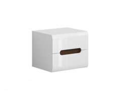 Bedside Cabinet Nightstand Drawer Side Modern White Gloss with Wenge Dark Wood / Black Gloss Inserts - Azteca - thumbnail 3