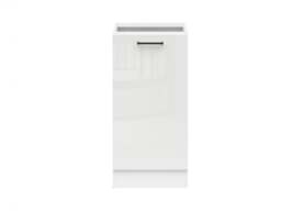 Kitchen Cabinet 500mm Base Modern Freestanding Cupboard Unit 50cm Left Hand White/Chalk Gloss - Junona - thumbnail 1