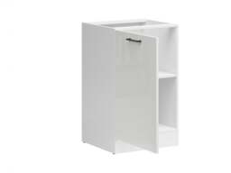 Kitchen Cabinet 500mm Base Modern Freestanding Cupboard Unit 50cm Left Hand White/Chalk Gloss - Junona - thumbnail 3